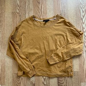 Forever 21 mustard cotton drop shoulder long sleeve t shirt